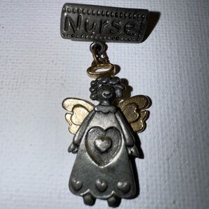Nurse Angel Brooch in Silver and Gold